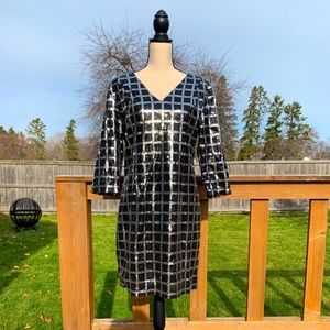 Black + Silver Sequin Dress - Size 12 - NWT